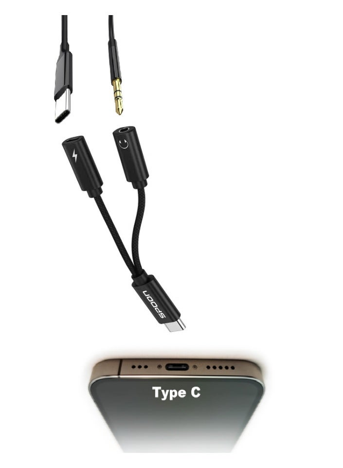 SPON 4-in-1 Digital Audio Converter Adapter, Type-C to 3.5mm Headphone Jack + Charging Port, High-Fidelity Sound, Compatible with USB-C Devices Including iPhone - Image 4