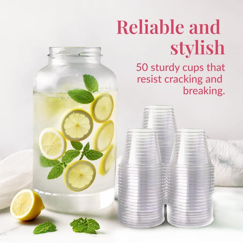 Prestee Clear Plastic Party Cups Disposable - PET Clear Water Plastic Cup Disposable - Plastic Wine Cups - Clear Disposable Cups - Small Cups - Plastic Drinking Cups (50ct 9oz) - Image 4