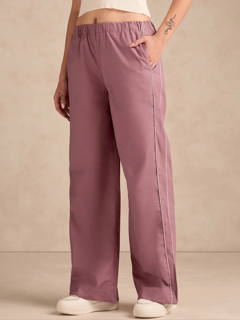 أوجيدر Mauve Pintuck Wide Leg Trouser