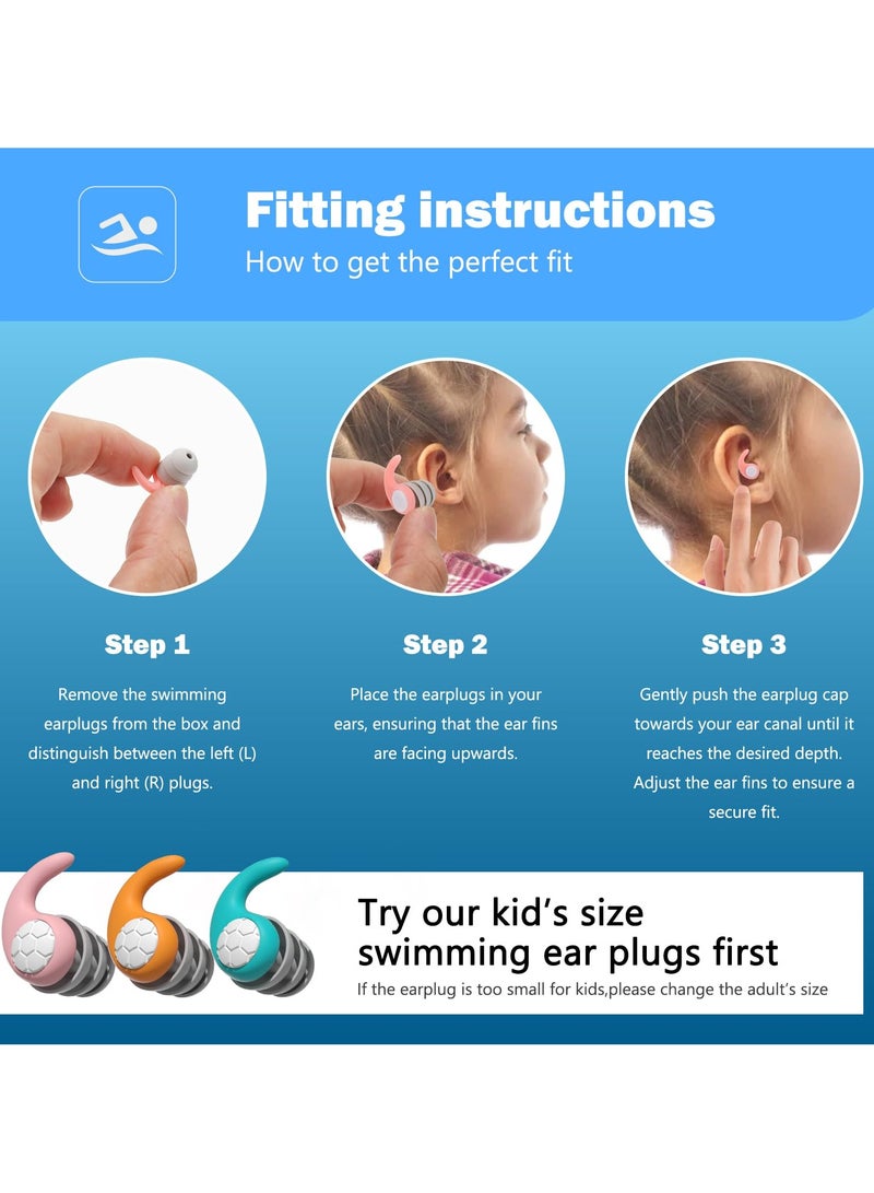 SYOSI Kids Swimming Earplugs, 3 Pairs Silicone Children'S Swimming Earplugs, Reusable Children'S Swimming Earplugs For Swimming/Surfing/Diving, Recommended For 4-12 Years Olds And Small Ear Teen - Image 2