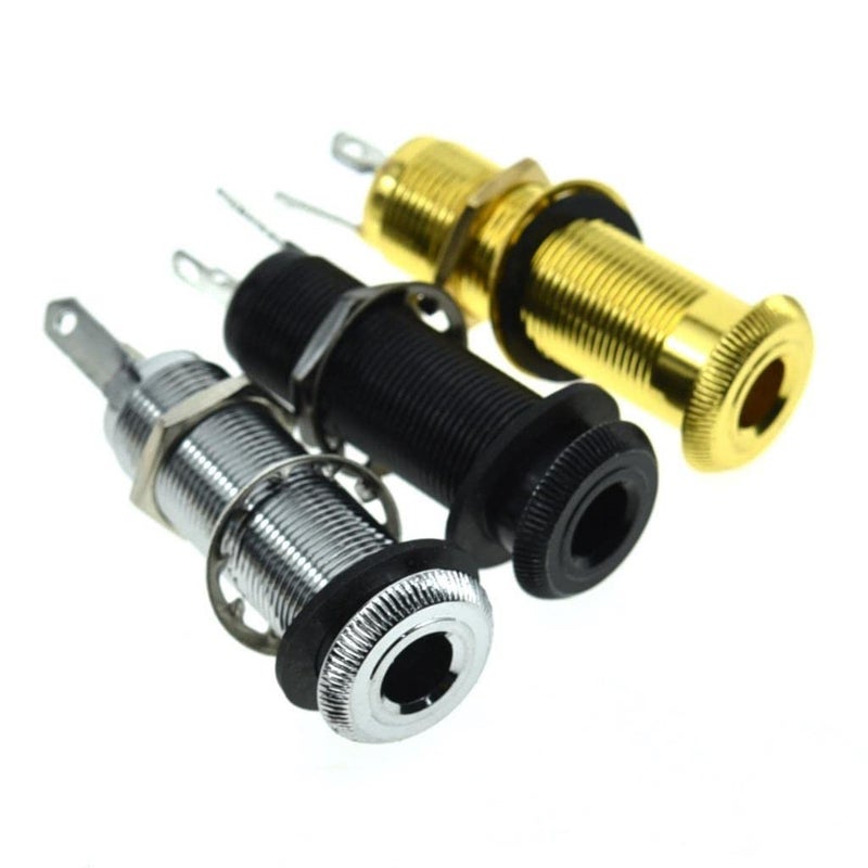 KAISH 6.35mm Brass Mono Guitar Bass Barrel Jack Socket Cylinder Input Output Jack with 3 Pins Gold - Image 4