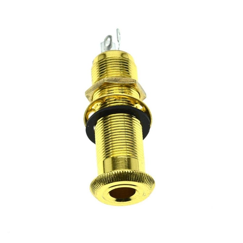 KAISH 6.35mm Brass Mono Guitar Bass Barrel Jack Socket Cylinder Input Output Jack with 3 Pins Gold - Image 3
