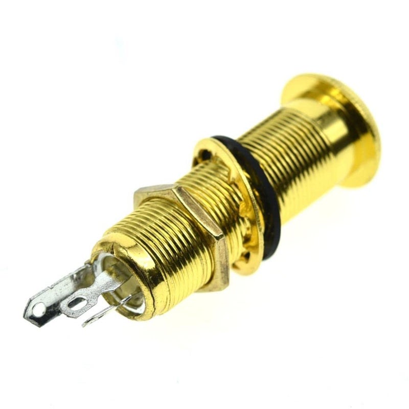 KAISH 6.35mm Brass Mono Guitar Bass Barrel Jack Socket Cylinder Input Output Jack with 3 Pins Gold - Image 2
