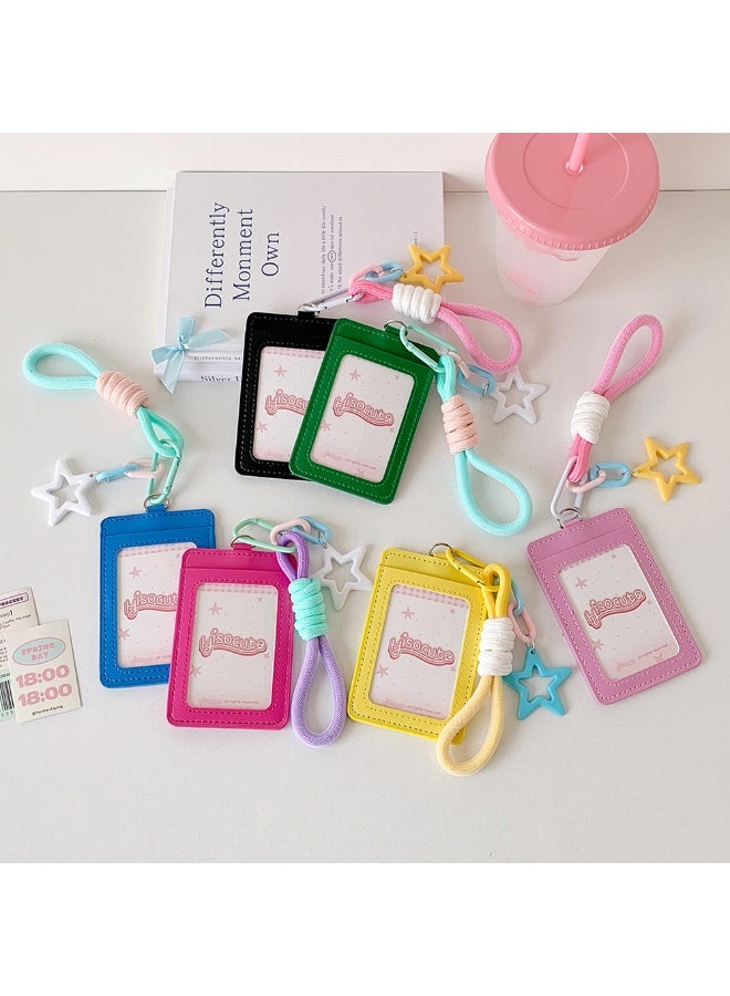 NIBEMINENT 1 - Piece Dopamine PU Kpop Photo Card Holder Pendant Key Chain ID Badge Holder ID Card Holder Photo Card Protector for School ID Office ID Access Card for Women Girls - Image 2