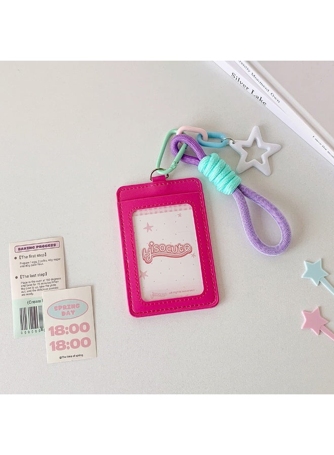 NIBEMINENT 1 - Piece Dopamine PU Kpop Photo Card Holder Pendant Key Chain ID Badge Holder ID Card Holder Photo Card Protector for School ID Office ID Access Card for Women Girls - Image 1