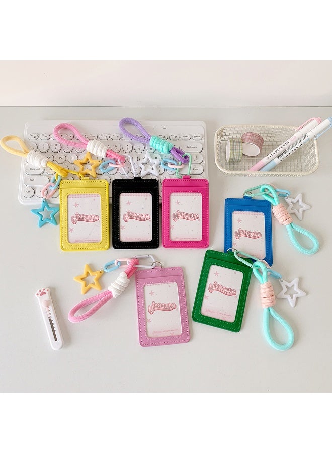 NIBEMINENT 1 - Piece Dopamine PU Kpop Photo Card Holder Pendant Key Chain ID Badge Holder ID Card Holder Photo Card Protector for School ID Office ID Access Card for Women Girls - Image 3