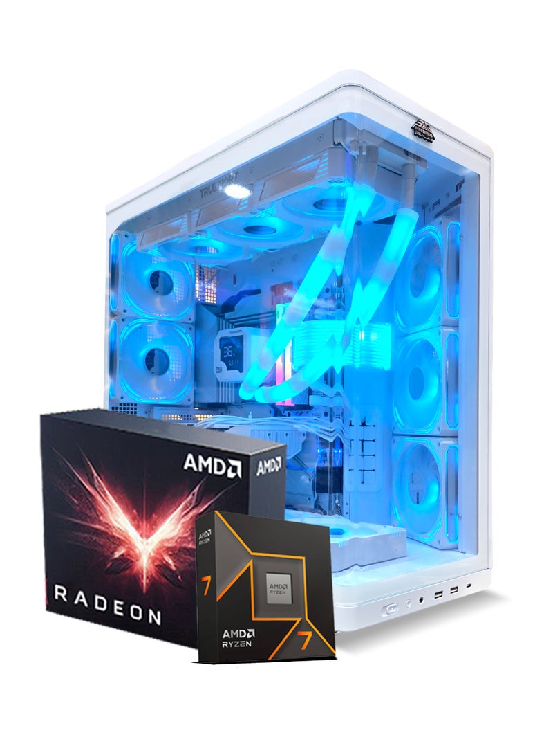 Arab Gamers Sentinel Prism White Gaming PC,AMD Ryzen 7 7800X3D Processor, 32GB RAM | 1TB SSD |AMD Radeon RX 9060XT 16 GB GDDR6 Graphic Card |WiFi/BT Ready |Windows 11 Pro | RGB Gaming Case - Image 1