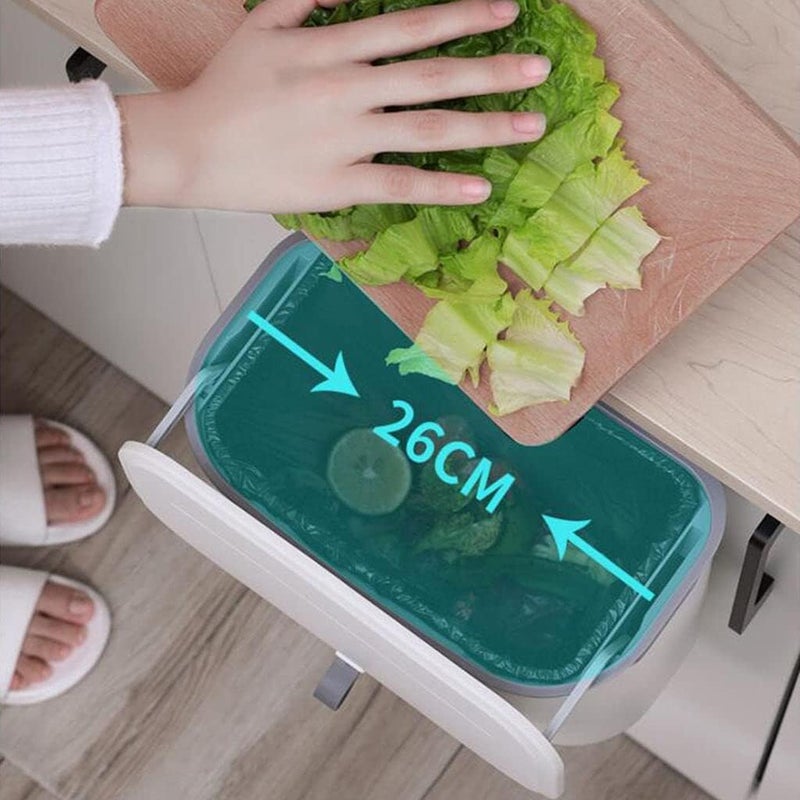 klarako Wall Mounted Trash Can with Lid Hanging PP Waste Bin Compost Bin Trashcan for Cabinet Bathroom Kitchen Laundry Floor 9L - Image 3