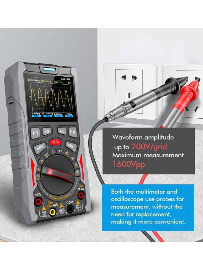 AT312G 3 in 1 Oscilloscope Digital Scope Multimeter with 12MHz Bandwidth 50MSa/s Sampling Rate Built-in Generator Multiple Multimeter Tester Function
