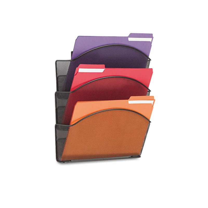 Safco 5652BL Onyx Steel Triple Wall Pocket Letter Black 12 x 3 14 x 17 14