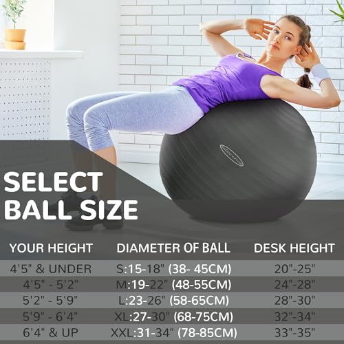 Fitvids Anti-Burst Slip Resistant Exercise Ball with Quick Pump – 2 – 31-34in (78-85cm), XXL – Gray - Image 4