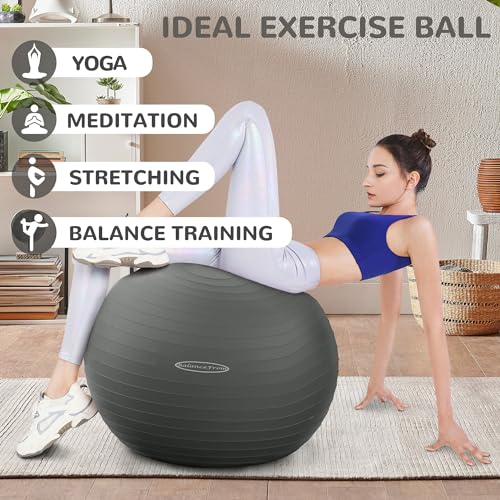 Fitvids Anti-Burst Slip Resistant Exercise Ball with Quick Pump – 2 – 31-34in (78-85cm), XXL – Gray - Image 5