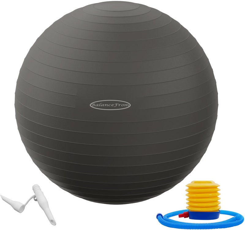 Fitvids Anti-Burst Slip Resistant Exercise Ball with Quick Pump – 2 – 31-34in (78-85cm), XXL – Gray - Image 1