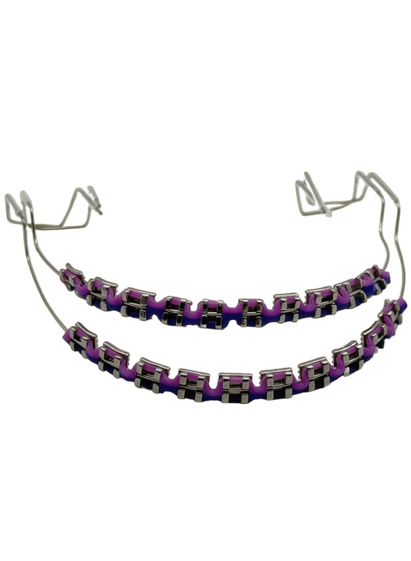 Apustim Temporary Tooth Decoration，Including Metal Wire，Metal Bracket And Correction Ligature，Is a Prop For Orthodontists To Explain And a Prop For Dental Students To Practice （Purple + Blue） - Image 1