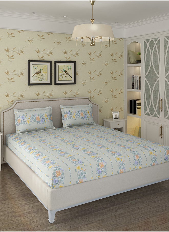 Status Contract - Cotton Rich Double Bedsheet with 2 Pillow Covers for Bed Room, Home, Hotel-120 GSM, Creamy White, 210 X 215 Cm - Image 1