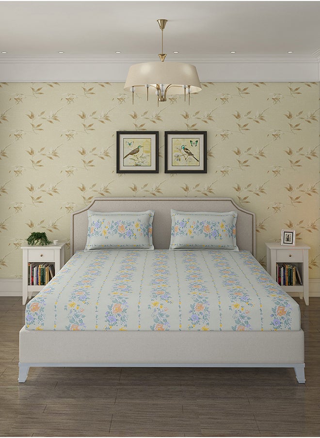 Status Contract - Cotton Rich Double Bedsheet with 2 Pillow Covers for Bed Room, Home, Hotel-120 GSM, Creamy White, 210 X 215 Cm - Image 1