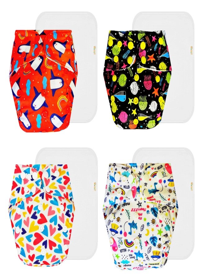Dumbledo Premium Cloth Diaper with Cotton Insert (Pack of 4) | Hypoallergenic | Reusable & Washable | Travel Friendly | Designed by Moms | 3 Months - 3 Years | Unisex Baby - Image 1
