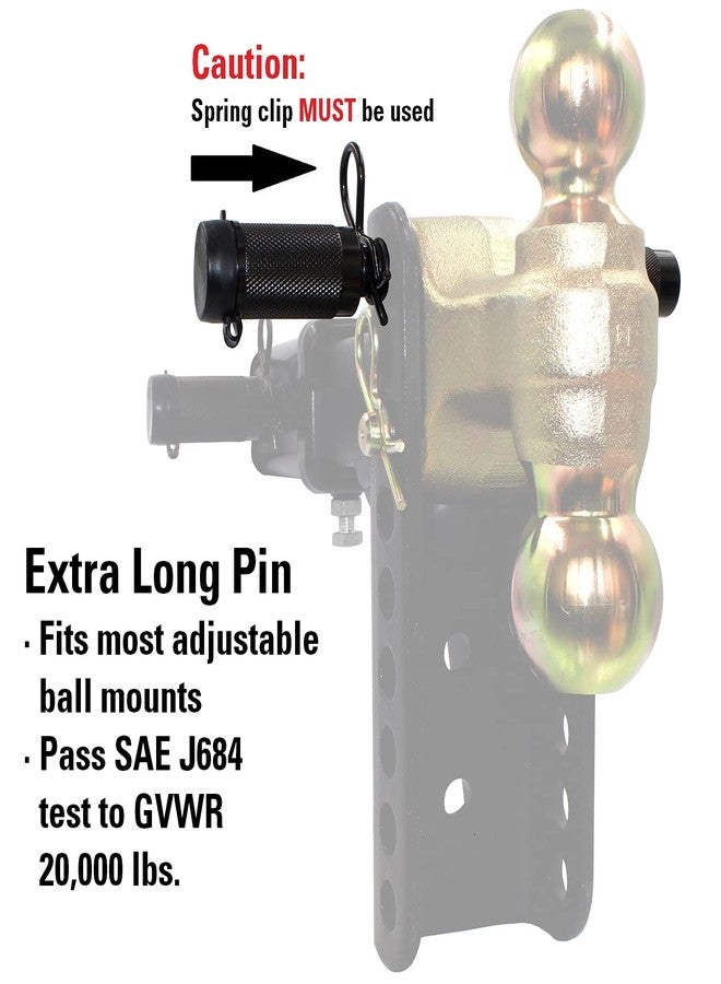 TowWorks 79833 Keyed Alike 5/8" Trailer Hitch Lock with Extra Long 4-1/2" Span, Double Safety Tow Hitch Locking Pin for 3" Receivers and Adjustable Channel Mounts, 3-Pack - Image 2