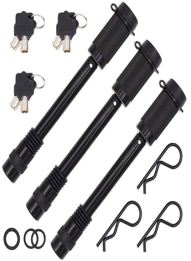 TowWorks 79833 Keyed Alike 5/8" Trailer Hitch Lock with Extra Long 4-1/2" Span, Double Safety Tow Hitch Locking Pin for 3" Receivers and Adjustable Channel Mounts, 3-Pack - Image 1