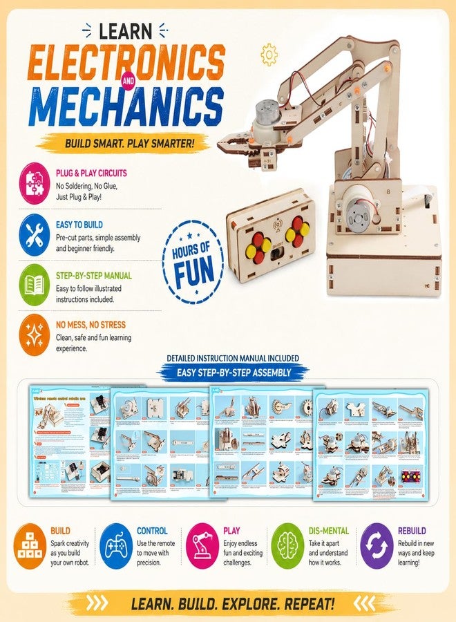 كيت 4 كيوريس مجموعة Kit4Curious® لتركيب ذراع روبوتية عن بُعد للأطفال من عمر 8 سنوات فما فوق - اصنع ذراعك الروبوتية بنفسك وتحكم بها باستخدام جهاز تحكم لاسلكي - لعبة هندسية هدية عيد ميلاد للأولاد والبنات - مجموعة روبوتات STEM - Image 3