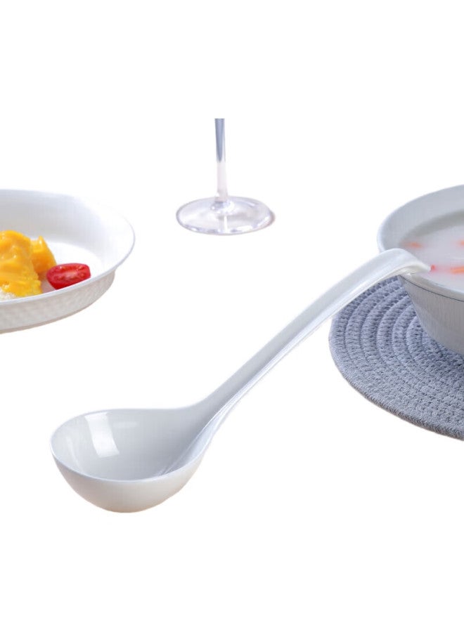 Sky Top Large Ceramic Soup Spoon Porcelain Rice Spoon Table Spoon Bone China Household Hotel Tableware Pure White Henry Large Ladle 1 Piece Pack - Image 3