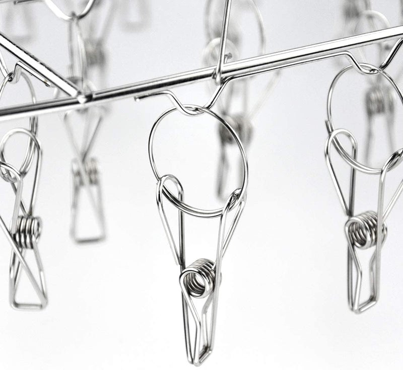 DARUITE Sock Hanger for Washing Line, 40 Clips Underwear Dryer with Pegs,Stainless Steel Clothespins Drip Hanger,Metal Laundry Drying Rack for Socks,Diapers,Tank Tops and Underwear(1 Packs) Multi-goal comprehensive design - Image 5