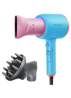 wavytalk Wavytalk Hair Dryer with Diffuser, Blown Away Ionic Hair Dryer for Curly Hair with Comb, 1875W Fast Drying Blow Dryer with Ceramic Technology, 3 Attachments for All Hair Types, Light and Quiet, Poppa 