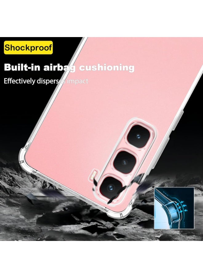 جراب متوافق مع هاتف Infinix Hot 60 Pro Plus، غطاء شفاف من السيليكون (TPU) مقاوم للصدمات، مزود بحماية للكاميرا وزوايا معززة ضد الصدمات - شفاف. - Image 3