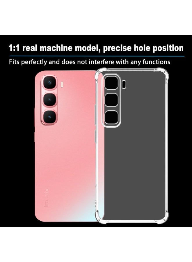 جراب متوافق مع هاتف Infinix Hot 60 Pro Plus، غطاء شفاف من السيليكون (TPU) مقاوم للصدمات، مزود بحماية للكاميرا وزوايا معززة ضد الصدمات - شفاف. - Image 5