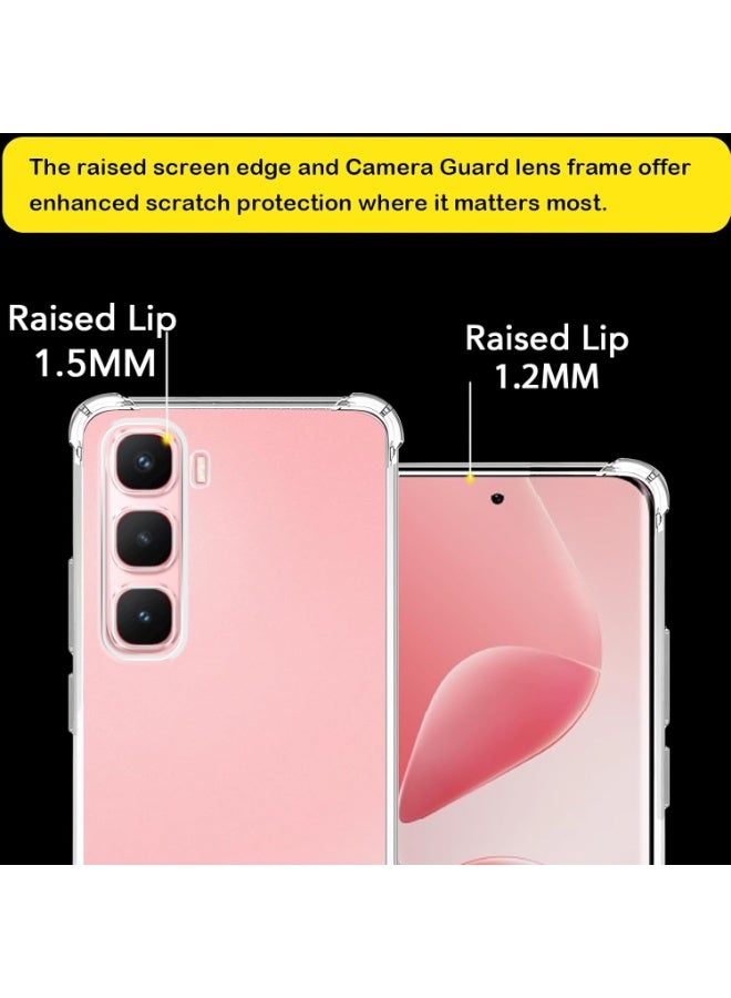 جراب متوافق مع هاتف Infinix Hot 60 Pro Plus، غطاء شفاف من السيليكون (TPU) مقاوم للصدمات، مزود بحماية للكاميرا وزوايا معززة ضد الصدمات - شفاف. - Image 4