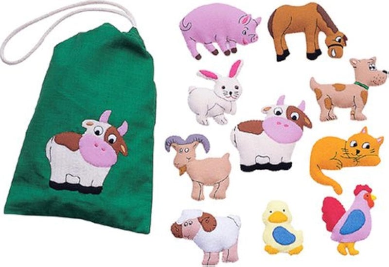 Farm Animals Finger Puppet Set - 10 Felt Puppets with Storage Bag
