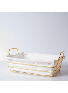 DubaiGallery Bread Basket for Table Serving with Cloth Lining Wire Bread Storage Bin for Kitchen Baking Display Dough Proofing Basket Gold(square )  - Image 4