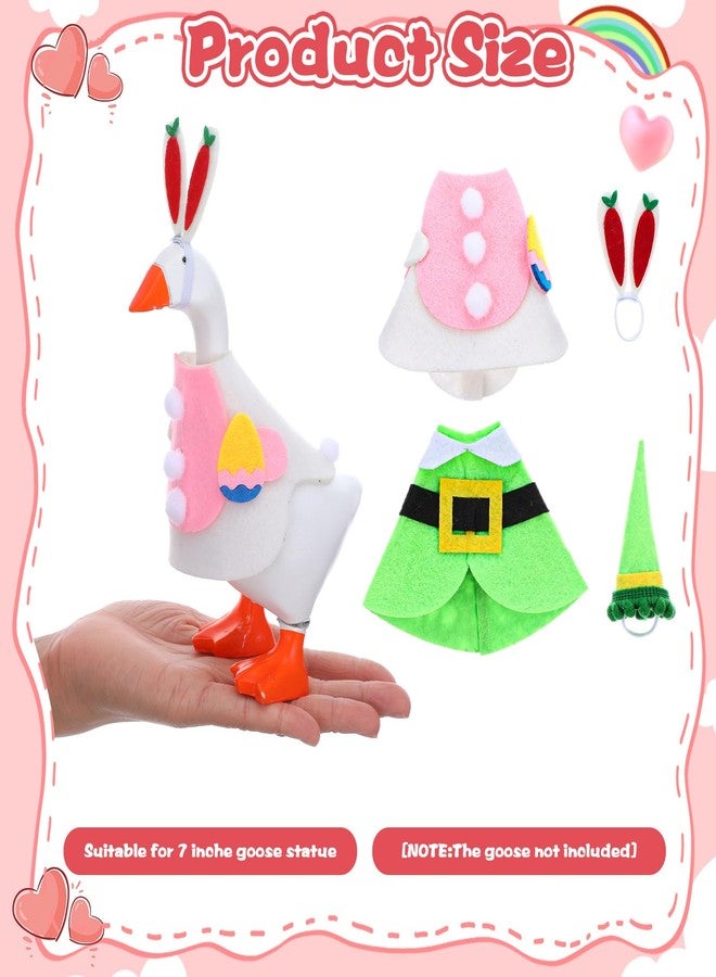 HaiFafafaing 2 PCS Desk Goose Outfits 7 Inches, Desk Goose Clothes for Valentine's Day and Easter Holiday Costume Accessories, Felt Desktop Gooses Statue Decor for Office and Home Table - Image 2
