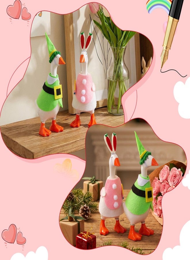 HaiFafafaing 2 PCS Desk Goose Outfits 7 Inches, Desk Goose Clothes for Valentine's Day and Easter Holiday Costume Accessories, Felt Desktop Gooses Statue Decor for Office and Home Table - Image 5