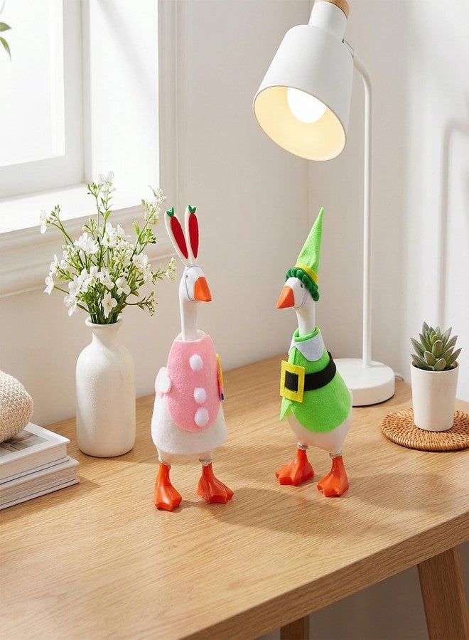 HaiFafafaing 2 PCS Desk Goose Outfits 7 Inches, Desk Goose Clothes for Valentine's Day and Easter Holiday Costume Accessories, Felt Desktop Gooses Statue Decor for Office and Home Table - Image 4