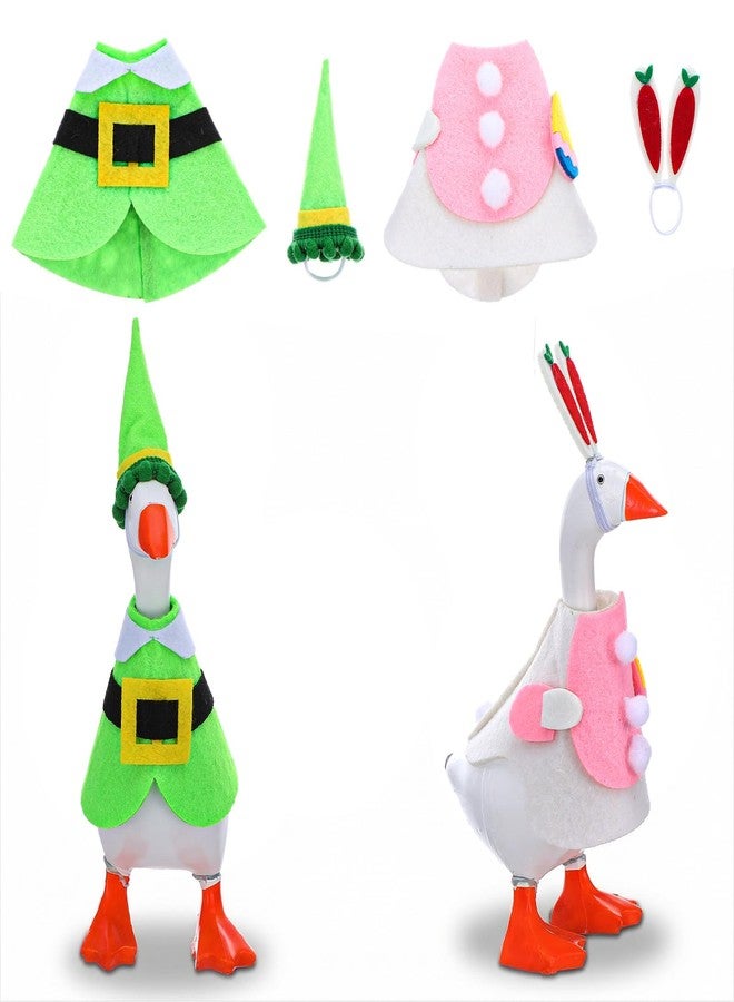 HaiFafafaing 2 PCS Desk Goose Outfits 7 Inches, Desk Goose Clothes for Valentine's Day and Easter Holiday Costume Accessories, Felt Desktop Gooses Statue Decor for Office and Home Table - Image 1