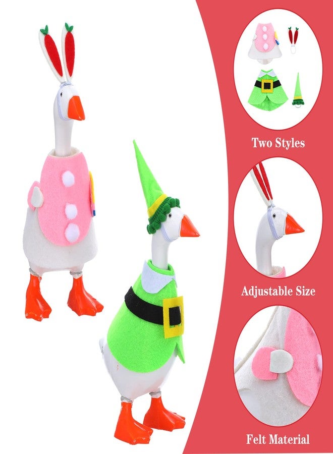 HaiFafafaing 2 PCS Desk Goose Outfits 7 Inches, Desk Goose Clothes for Valentine's Day and Easter Holiday Costume Accessories, Felt Desktop Gooses Statue Decor for Office and Home Table - Image 3