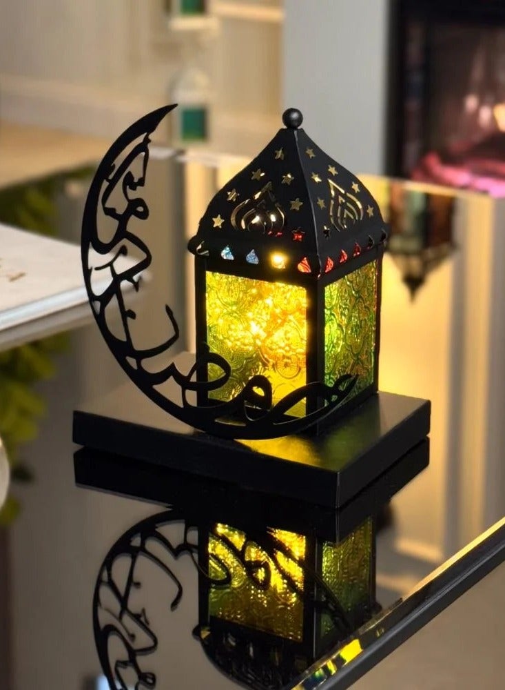 Black Ramadan lantern with crescent shape base  - Image 1
