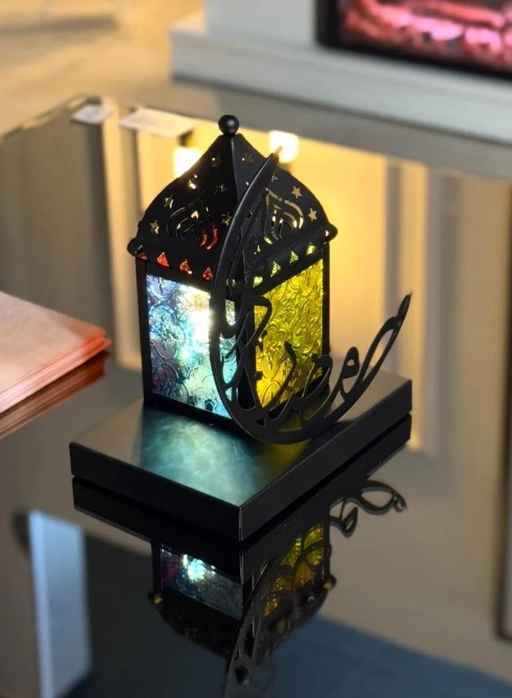 Black Ramadan lantern with crescent shape base  - Image 4