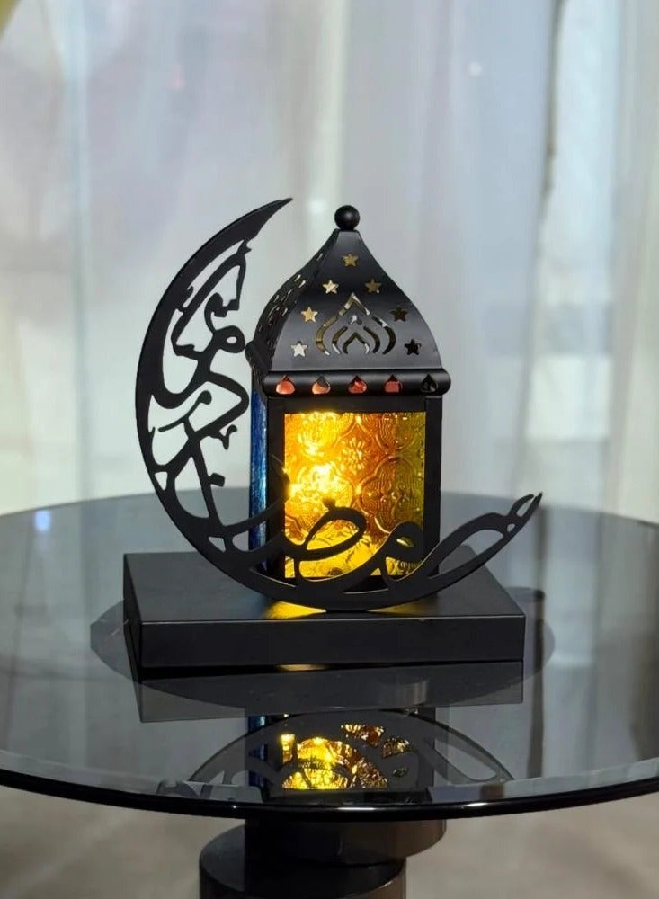 Black Ramadan lantern with crescent shape base  - Image 3