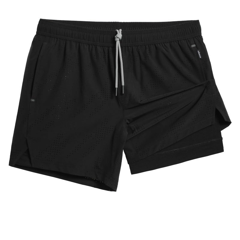 maamgic Mens Running Shorts with Compression Liner 5" Quick Dry Workout Shorts Anti-Chafe Gym Shorts Lightweight 2 in 1 Athletic Shorts with Phone Pocket Black Medium - Image 1