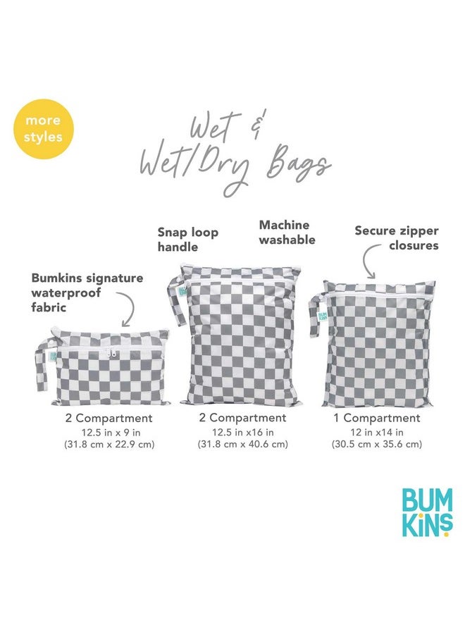 BUMKiNs - Waterproof Wet Bag For Baby, Travel, Swim Suit, Cloth Diapers, Pump Parts, Pool, Gym, Toiletry, Strap To Stroller, Daycare, Zip Reusable Bag, Wetdry Packing Pouch, 2-Pk - Image 1