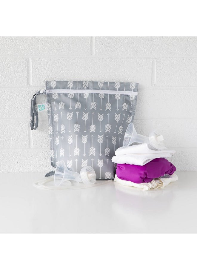 BUMKiNs - Waterproof Wet Bag For Baby, Travel, Swim Suit, Cloth Diapers, Pump Parts, Pool, Gym, Toiletry, Strap To Stroller, Daycare, Zip Reusable Bag, Wetdry Packing Pouch, 2-Pk - Image 1