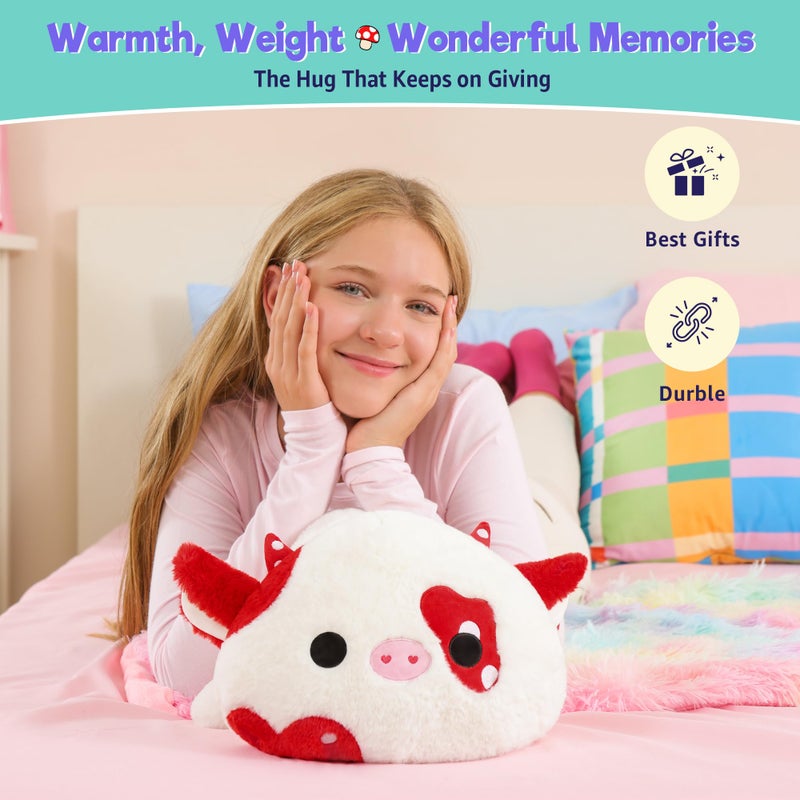 Onsoyours Original Weighted Mushroom Cow Stuffed Animals, 4.0 lbs Weighted Plush for Stress Relief - 20" Large Soft Cow Pillow Gifts for Kids & Adults - Image 4