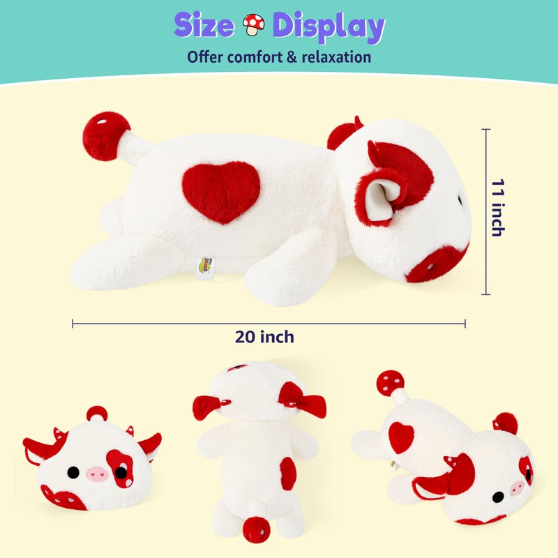 Onsoyours Original Weighted Mushroom Cow Stuffed Animals, 4.0 lbs Weighted Plush for Stress Relief - 20" Large Soft Cow Pillow Gifts for Kids & Adults - Image 2