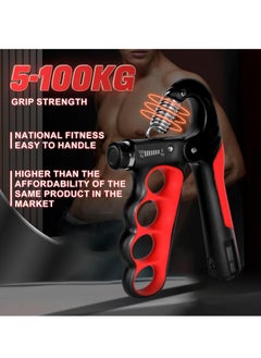 SYOSI Grip Strength Trainer, Adjustable Resistance 11-220 Ibs Forearm Exerciser, Five Fingers Grip Strength Trainer with Counter, Hand Grips Strengthener for Muscle Building and Injury Recover  - Image 3