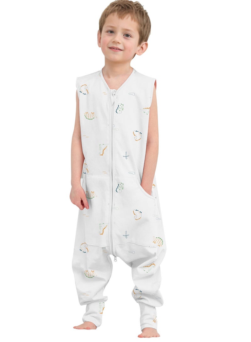 LEE AND TOWN 100% Cotton Cute Sleeveless Baby Sleeping Bag With Leg Kids Wearable blankets Sleeping Sack with Pocket  1-6Years - Image 1