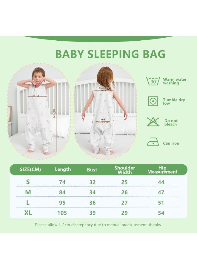 LEE AND TOWN 100% Cotton Cute Sleeveless Baby Sleeping Bag With Leg Kids Wearable blankets Sleeping Sack with Pocket  1-6Years - Image 2