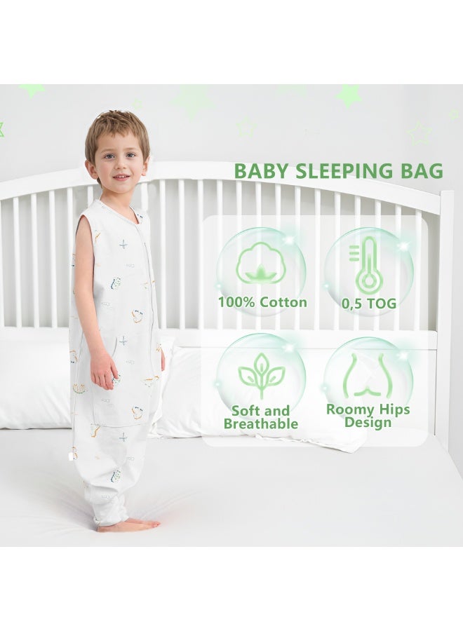 LEE AND TOWN 100% Cotton Cute Sleeveless Baby Sleeping Bag With Leg Kids Wearable blankets Sleeping Sack with Pocket  1-6Years - Image 3