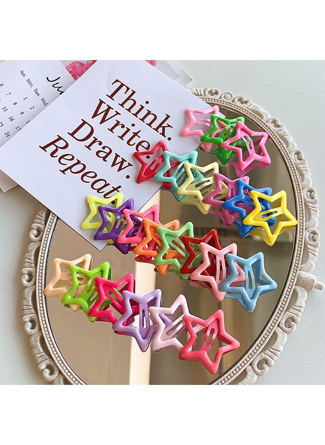 DAREU 23-Piece Star Hair Clips for Girls and Women, 1.65" Non-Slip Metal Snap Barrettes, Colorful Hair Accessories for Daily Wear and Special Occasions  - Image 1